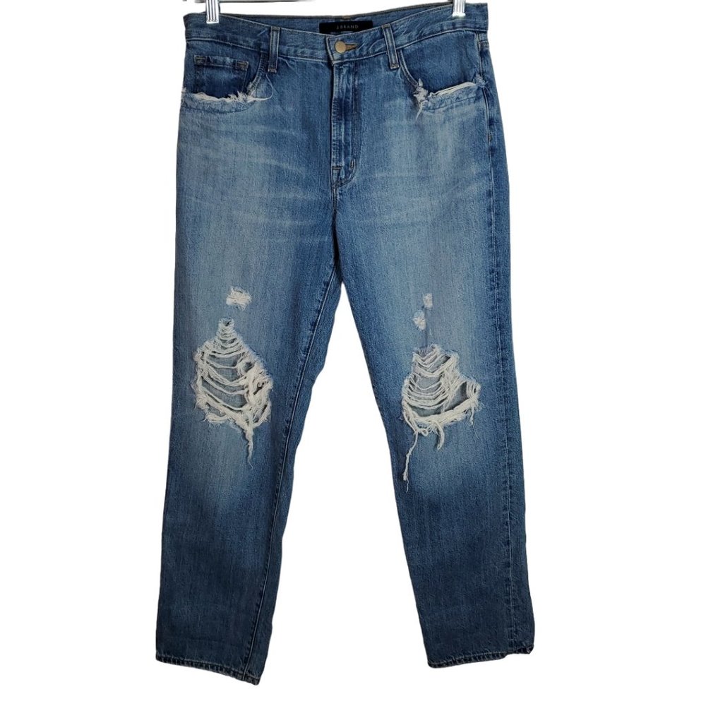 J Brand Womens Tate Senska‎ Destruct Boyfriend Jeans 28 Distressed High Rise